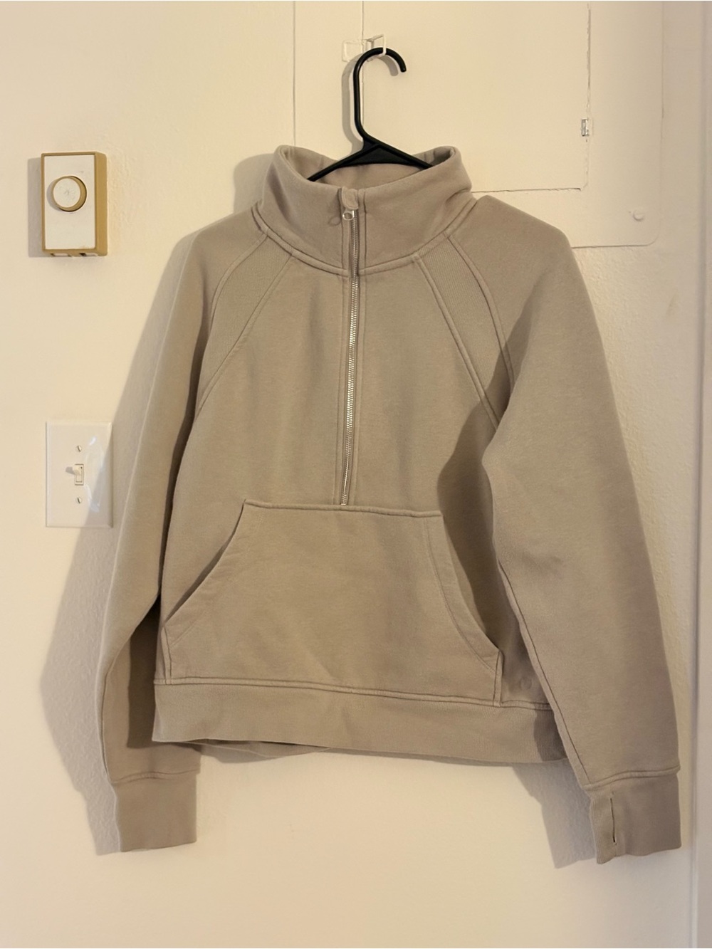 Danskin Taupe Half-Zip Funnel Neck Pullover